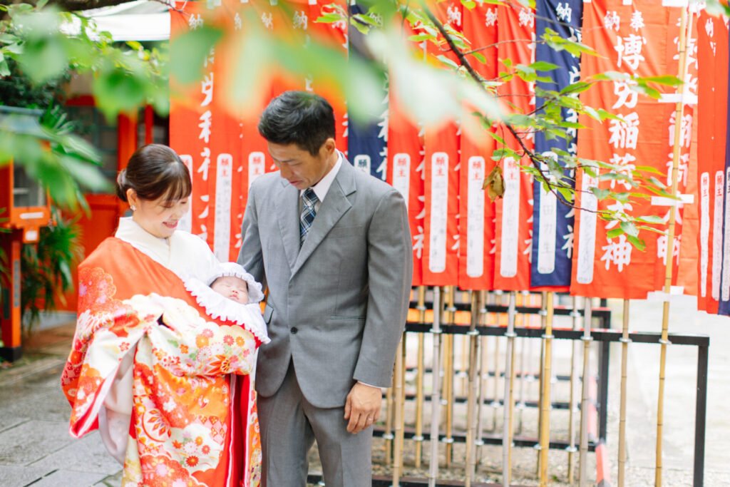 神社にて家族写真