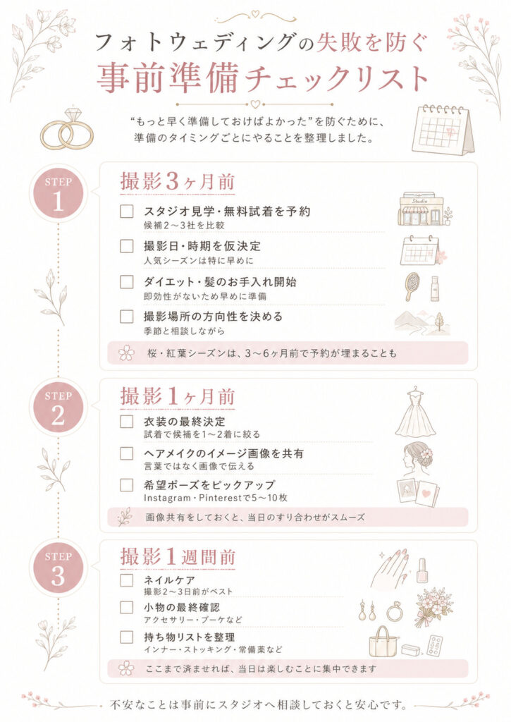 フォトウェディング準備のチェックリスト